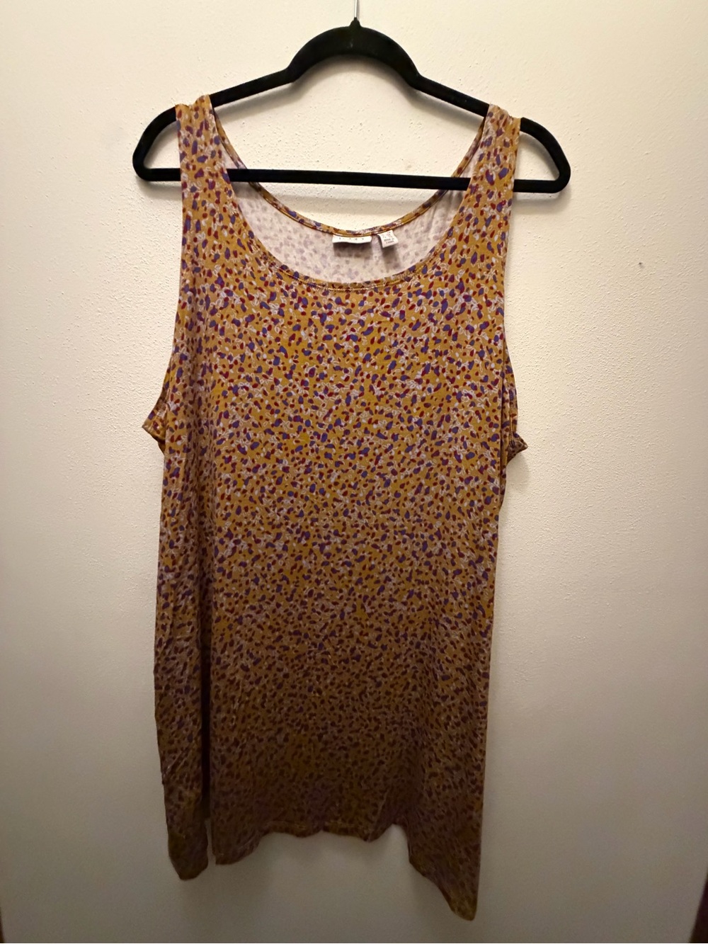LOGO by Lori Goldstein Yellow Tank with Purple Floral Dots